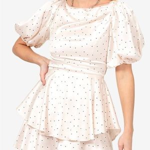 Polka Dot Puff Sleeve Mini Dress/Romper
